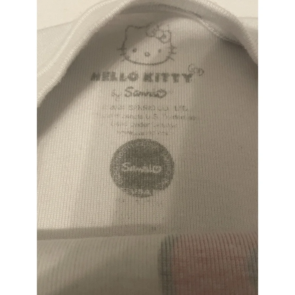Hello Kitty Girls Pajama Set Size 6 Fleece Pants‎ White Top Sanrio Sleepwear
